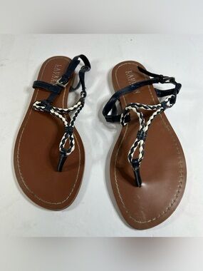 Ralph Lauren leather sandals 8.5B blue braid straps